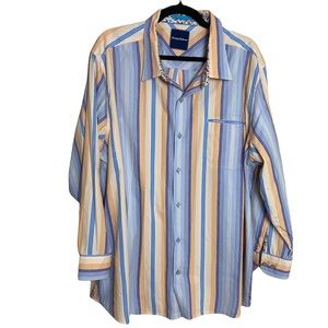 Tommy Bahama cotton/silk blend striped button up